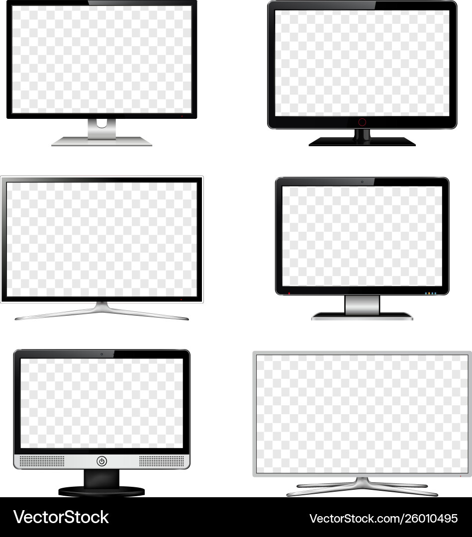 Tv und Computermonitor transparenter Bildschirmsatz Tv und Computermonitor transparenter Bildschirmsatz vektorbild