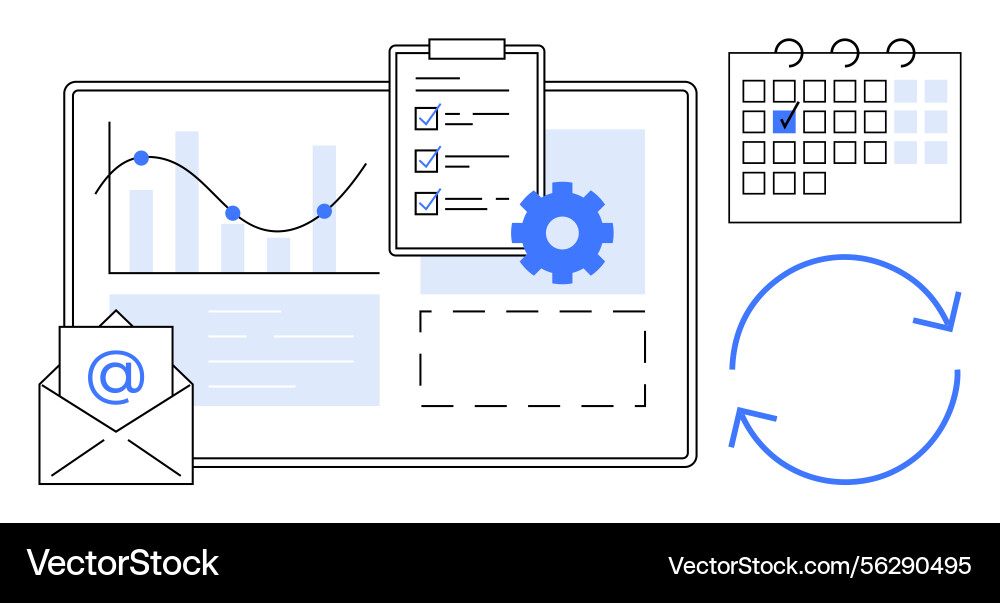 Workflow coordination with charts task management Workflow coordination with charts task management vector image
