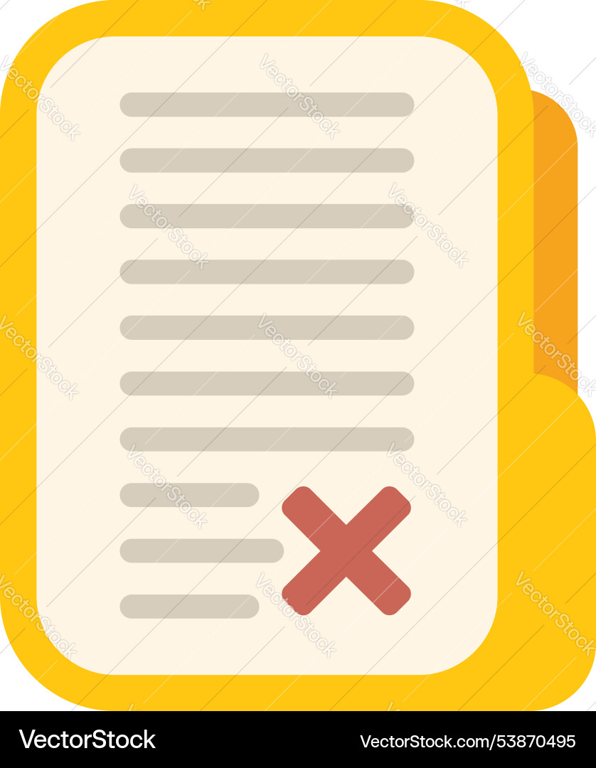 Yellow folder with a document containing an error Yellow folder with a document containing an error vector image