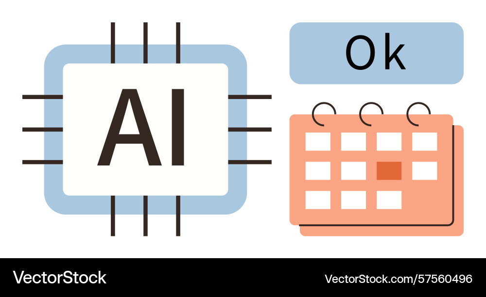 Ai chip with task calendar and approval mark Ai chip with task calendar and approval mark vector image