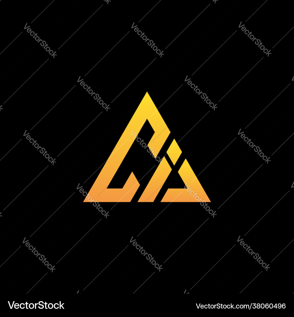C i monogram initial logo with a yellow triangle C i monogram initial logo with a yellow triangle vector image