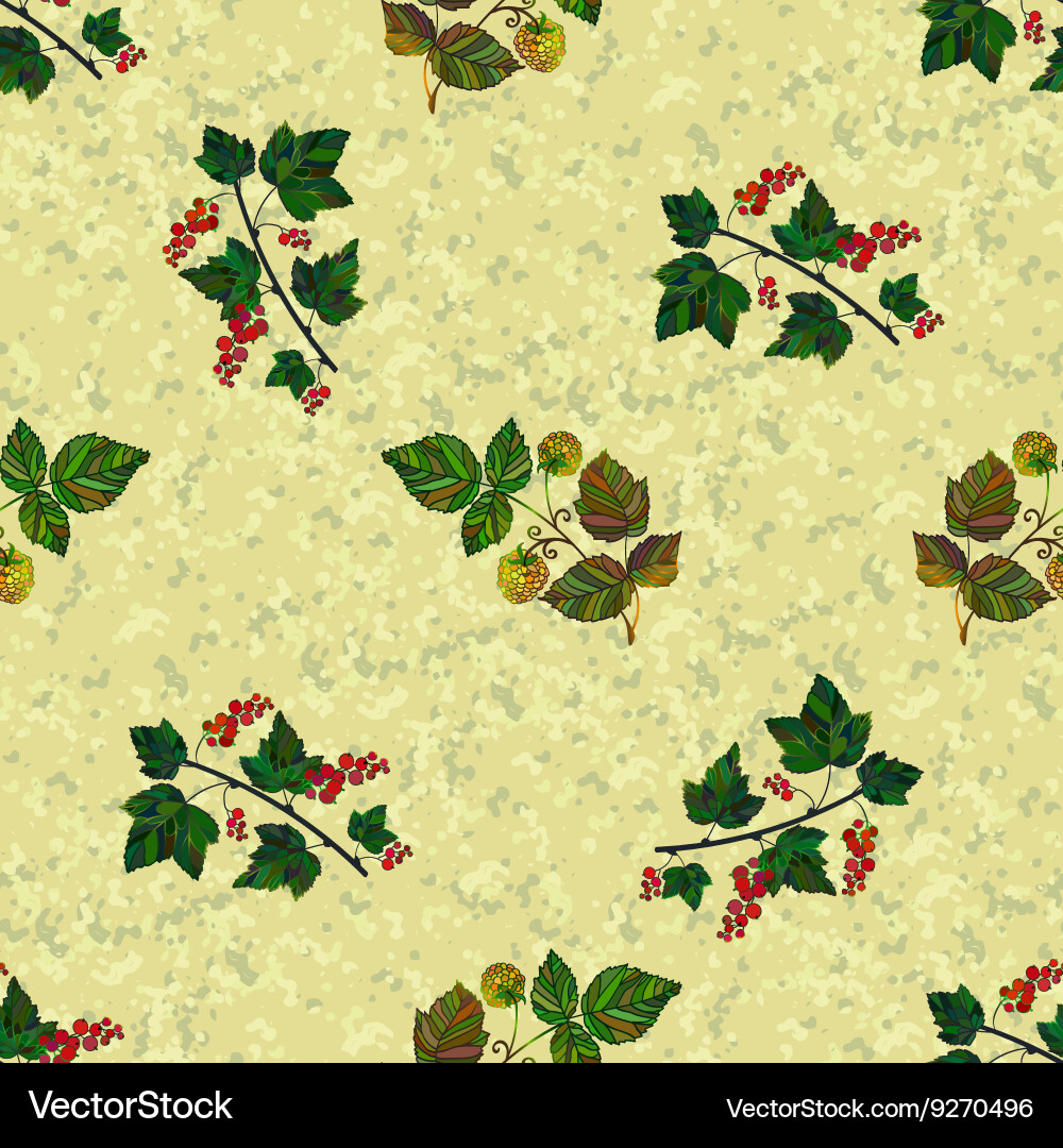 Colored currant and raspberry seamless pattern vector image