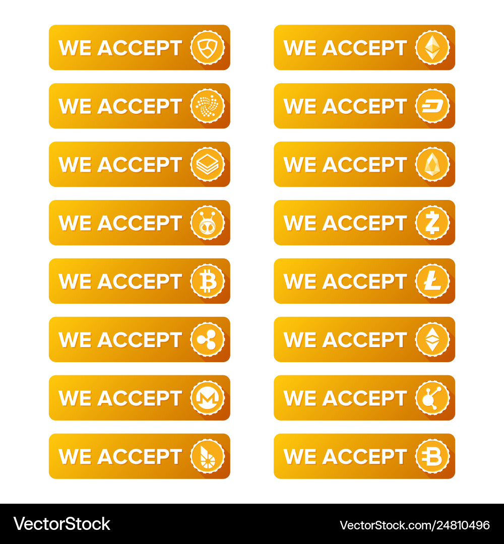 Cryptocurrency Payment Buttons – Royalty-Free Vector | VectorStock