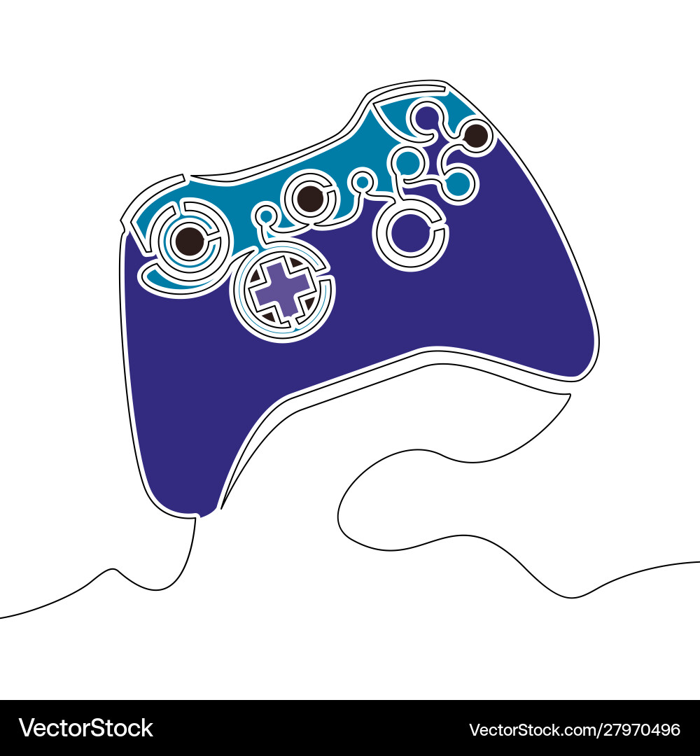 Flat continuous drawing line art gamepad concept Vector Image