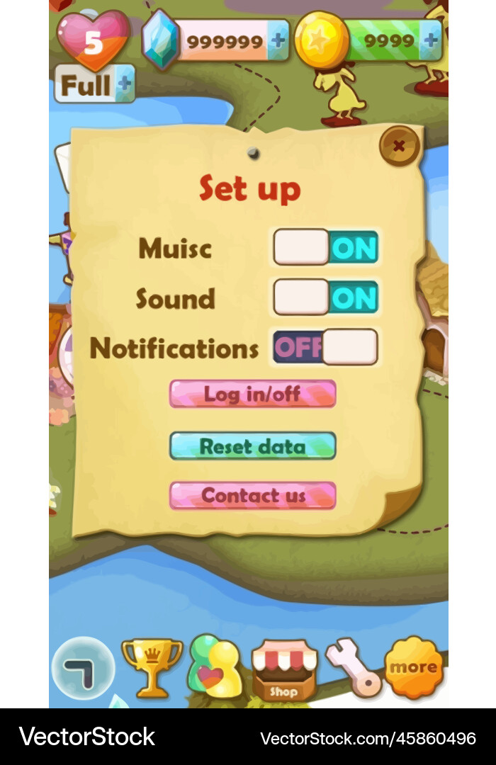 Komplettes Set von Level-Taste Spiel ui Pop-up-Symbol vektorbild