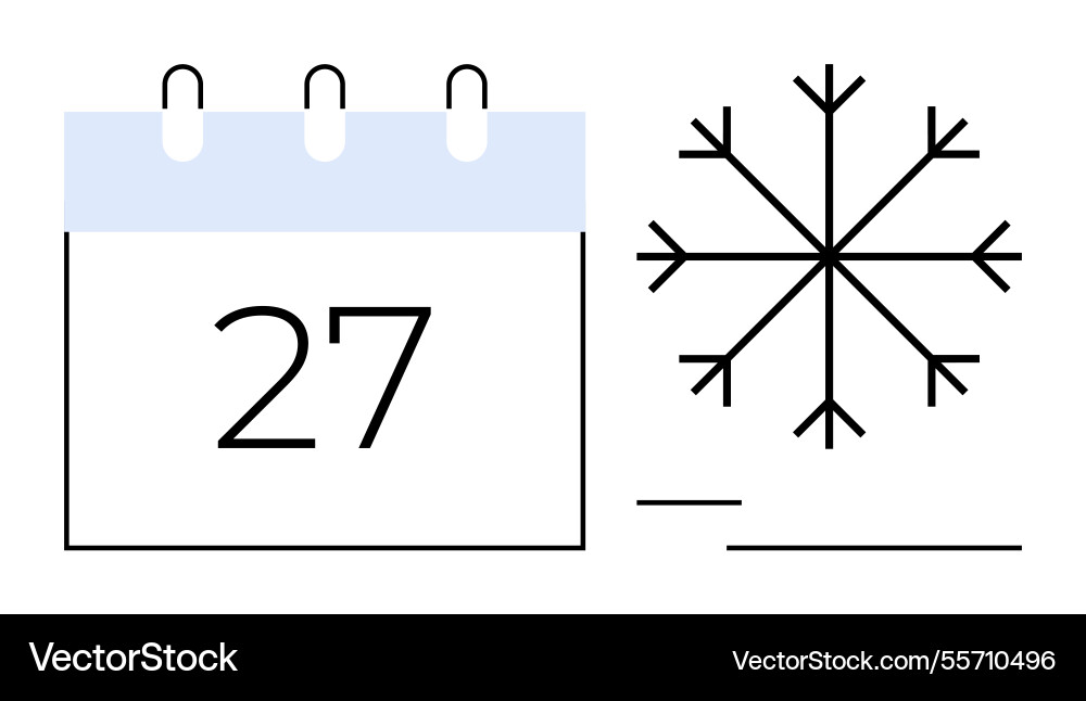 Minimalist calendar page displaying number 27 next Minimalist calendar page displaying number 27 next vector image