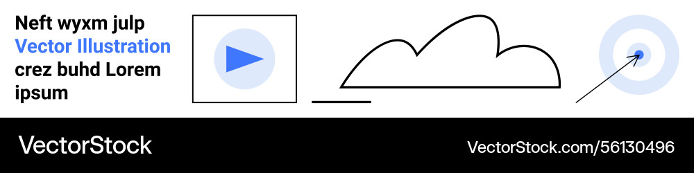 Play button cloud shape and target with arrow Play button cloud shape and target with arrow vector image