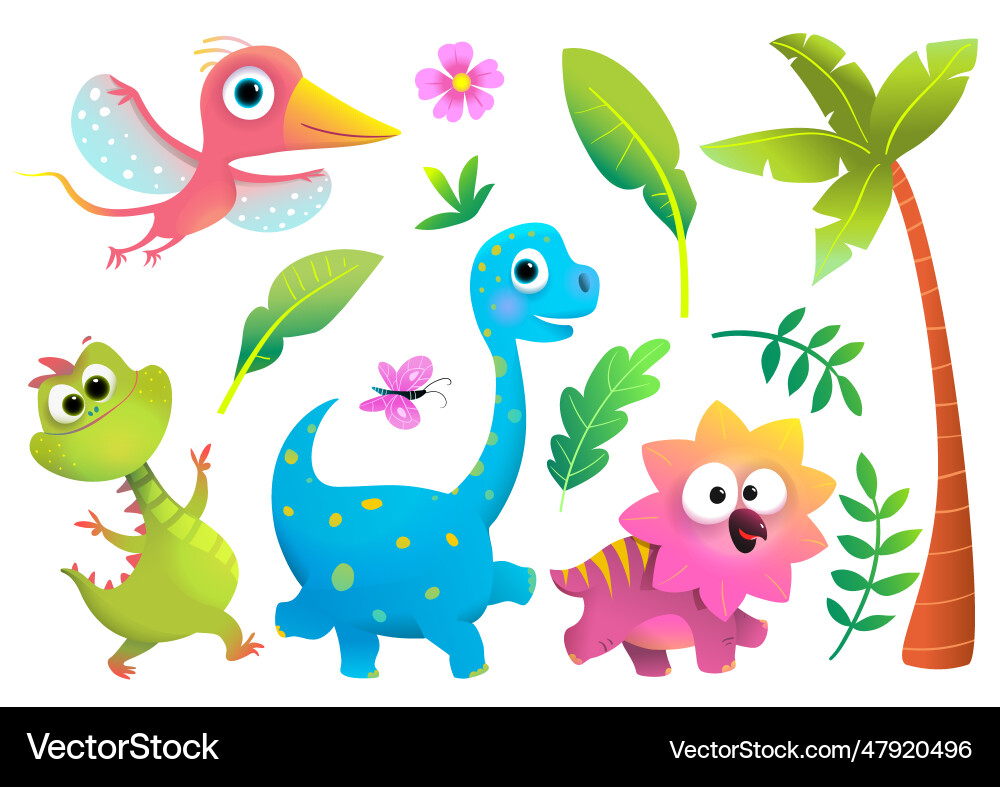 Süße Baby Dinosaurier Clipart Sammlung für Kinder Süße Baby Dinosaurier Clipart Sammlung für Kinder vektorbild