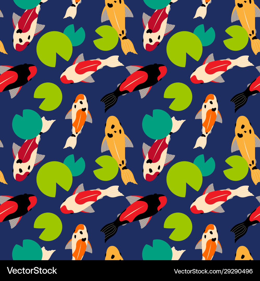 Seamless pattern with koi carps different color vector image
