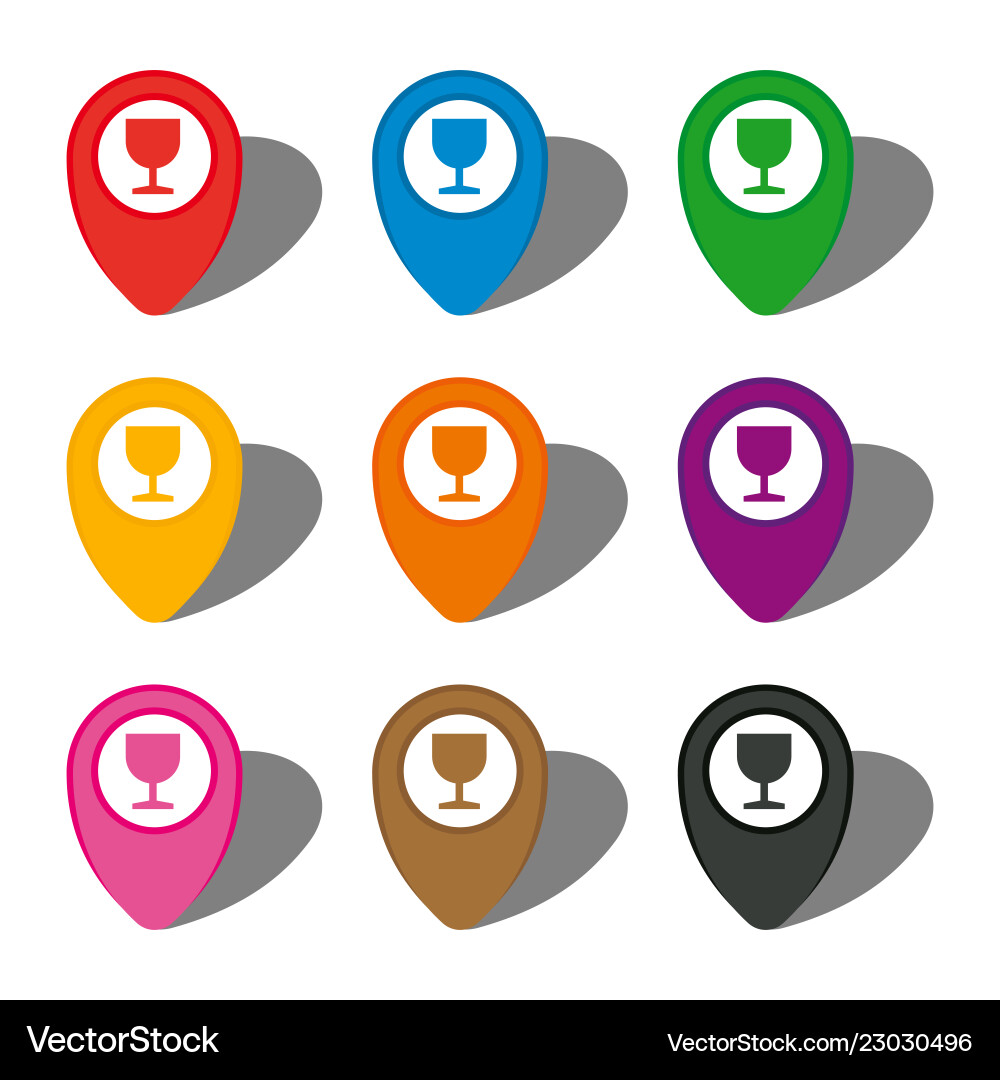 Set of nine colorful map pointers Set of nine colorful map pointers vector image
