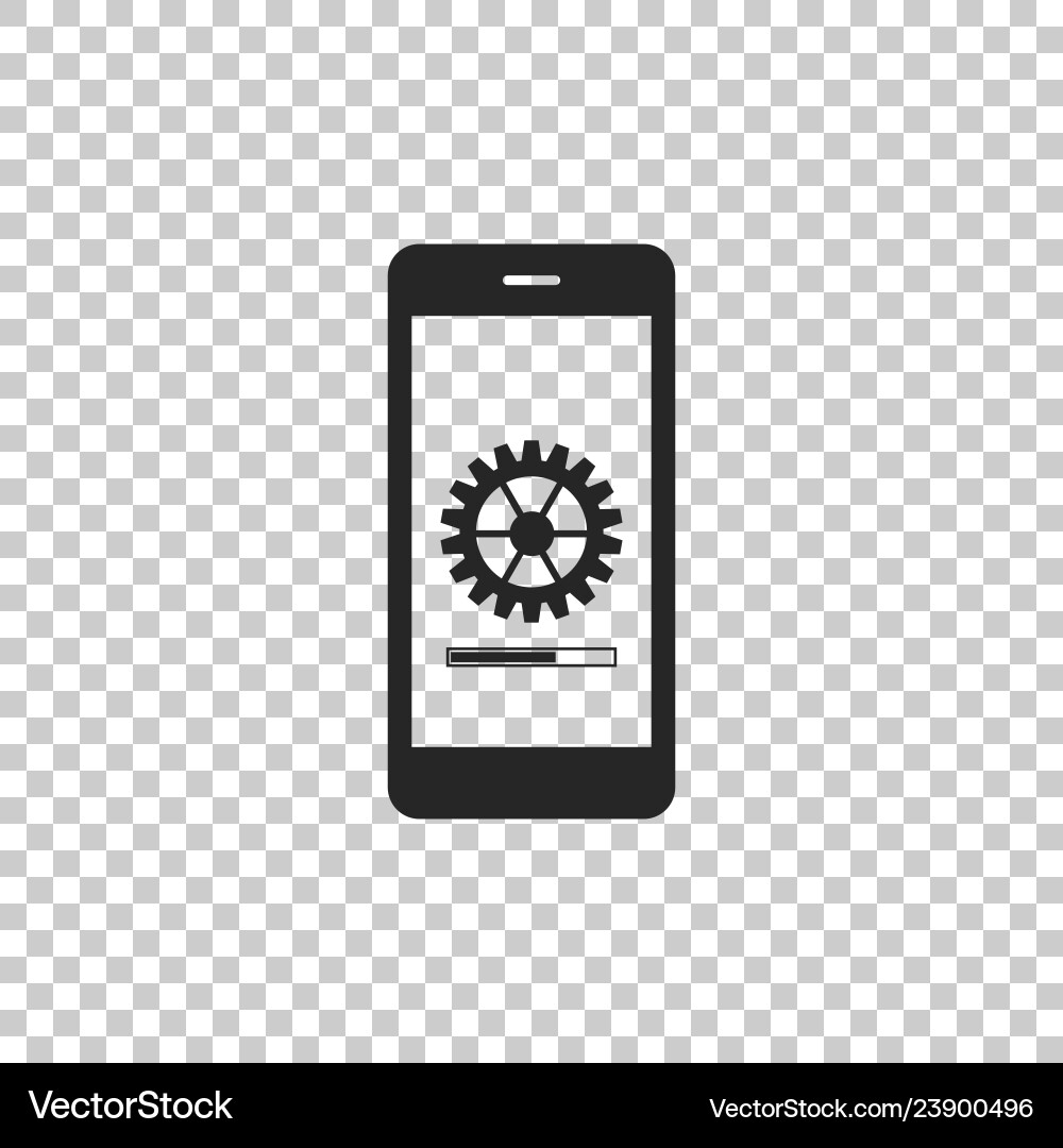 Smartphone update process with gearbox progress Smartphone update process with gearbox progress vector image