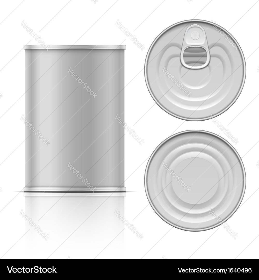 Tin Can with Ring Pull - Multiple Views Vector Image
