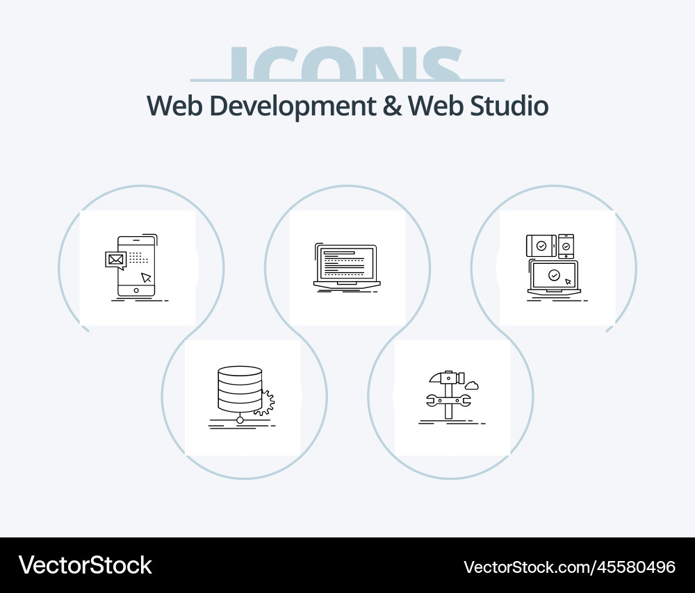 Web development and studio line icon pack 5 vector image