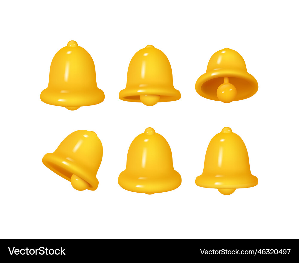 3d bell notification items for ui newsletter 3d bell notification items for ui newsletter Vector Image