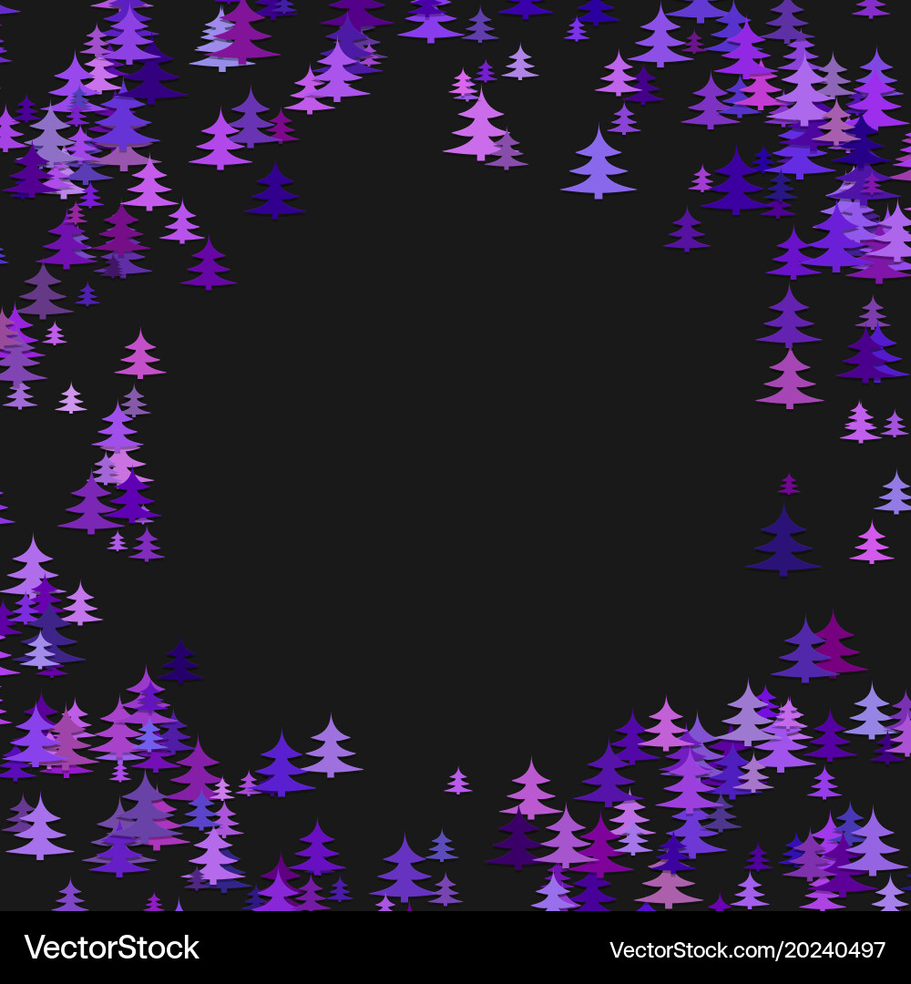 Abstract random pine tree pattern round border vector image