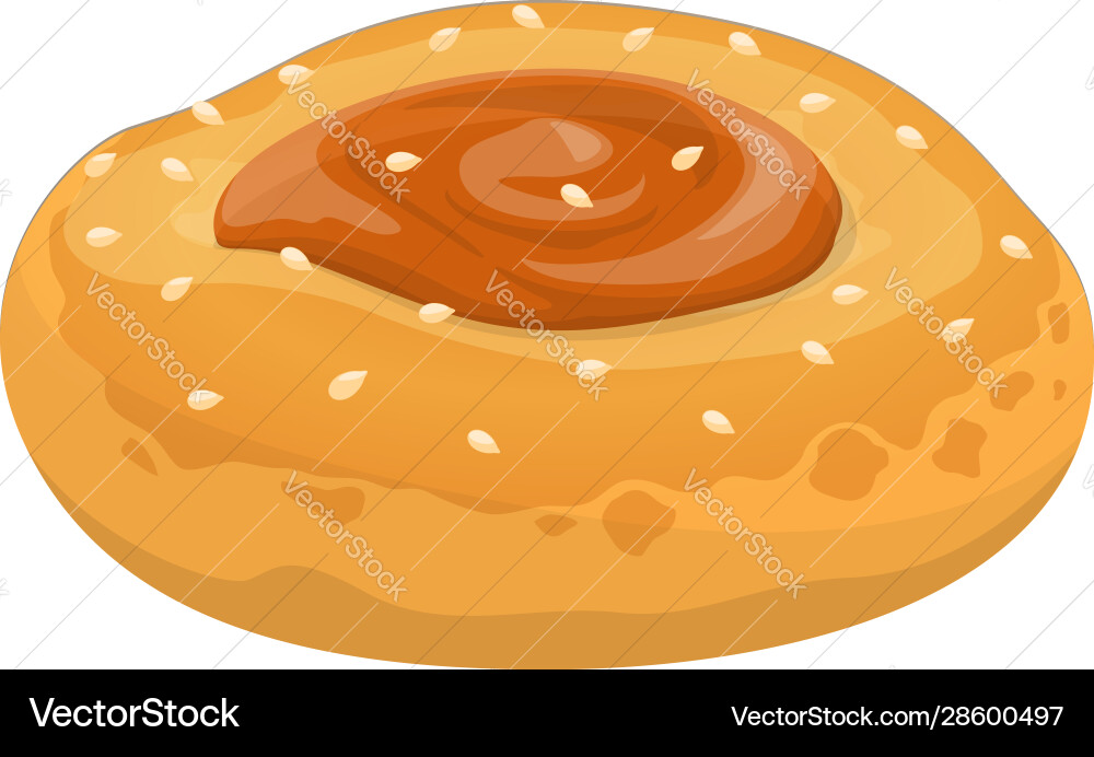 Bun with jam in middle isolated cookie vector image