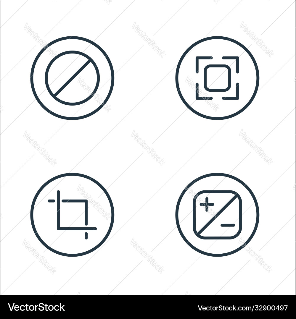 Camera line icons linear set quality vector image