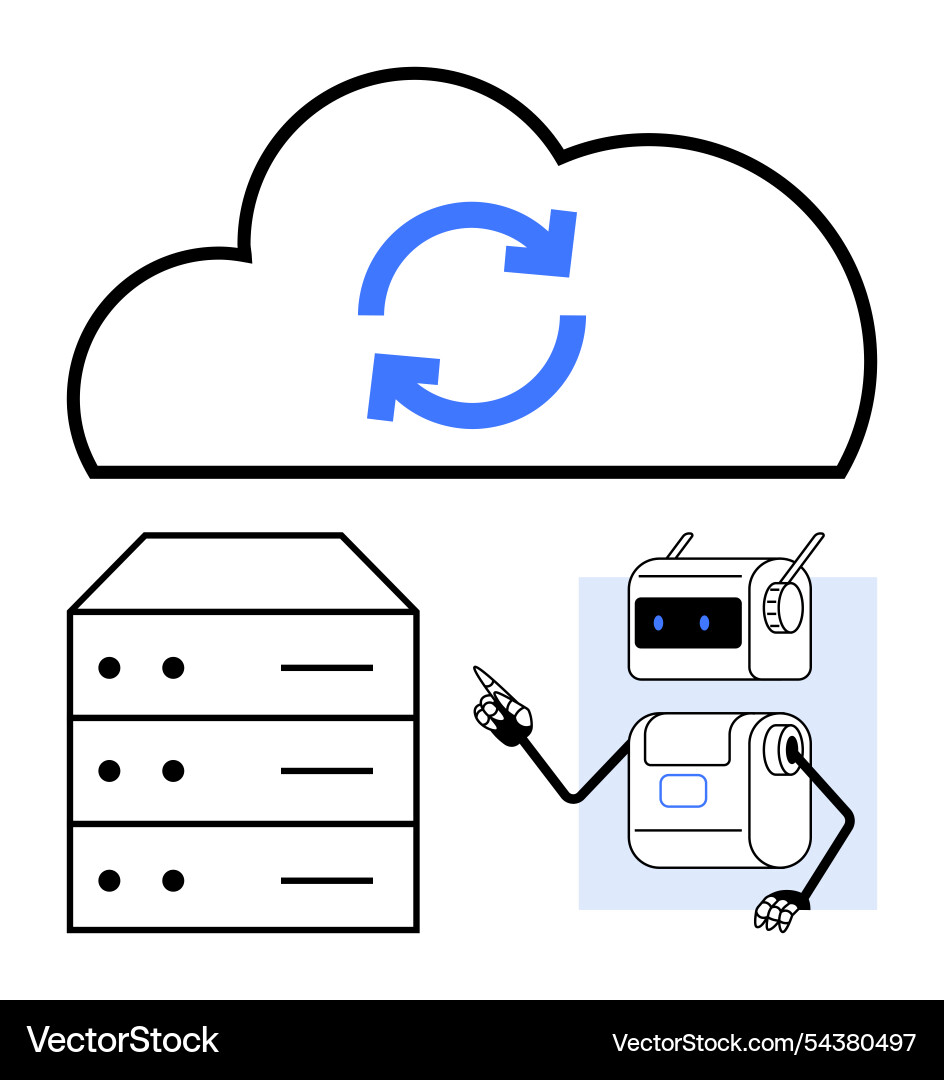 Cloud-Datensynchronisation mit Roboterautomatisierung Cloud-Datensynchronisation mit Roboterautomatisierung vektorbild