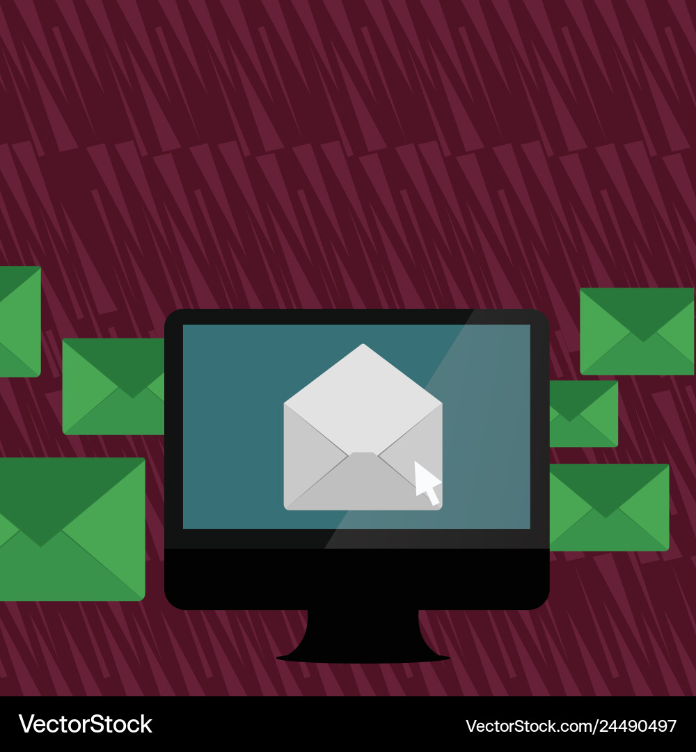 Computer screen with open color envelope and small Computer screen with open color envelope and small vector image
