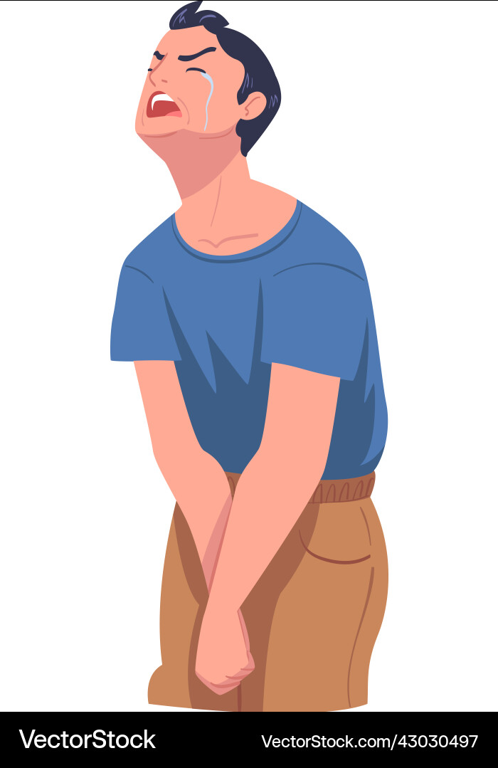 Crying man character weeping and sobbing from Crying man character weeping and sobbing from vector image