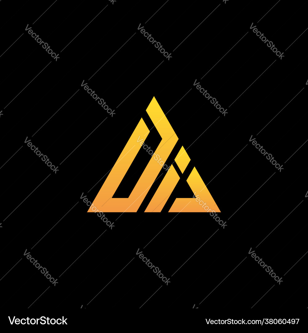 D i monogram initial logo with a yellow triangle D i monogram initial logo with a yellow triangle vector image
