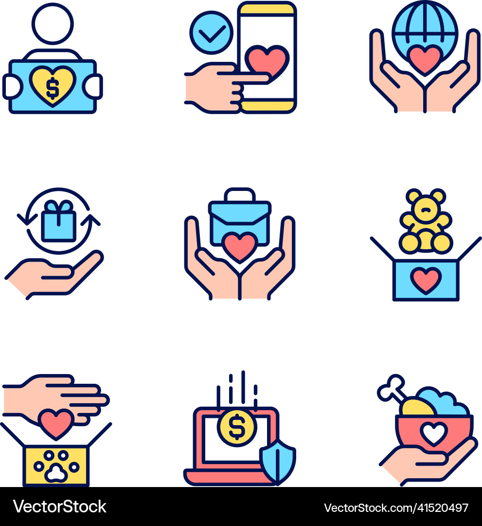 Donating to multiple charities pixel perfect rgb Donating to multiple charities pixel perfect rgb vector image