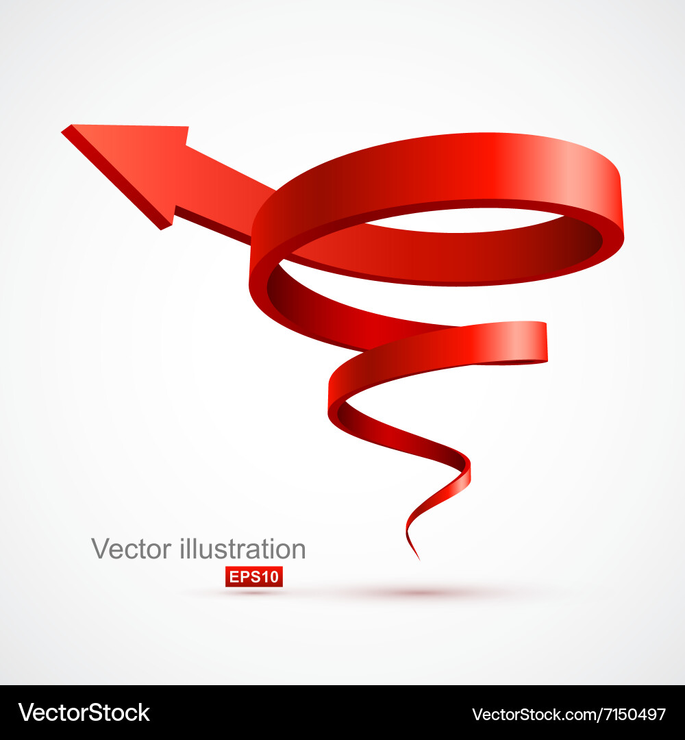 Dynamic Red Spiral Arrow vector image