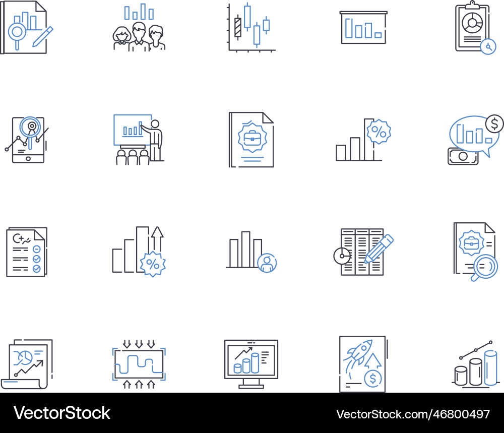 Graphical representation line icons collection Vector Image