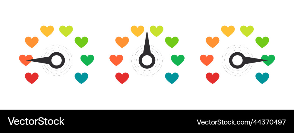 Hearts rating mood scale satisfaction indicator vector image