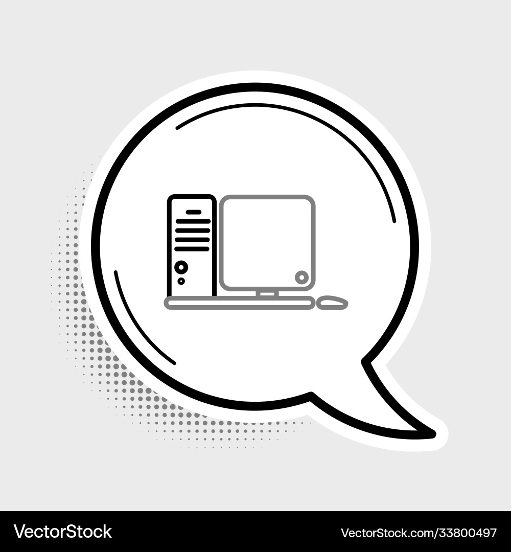 Line computer monitor with keyboard and mouse icon Line computer monitor with keyboard and mouse icon Vector Image