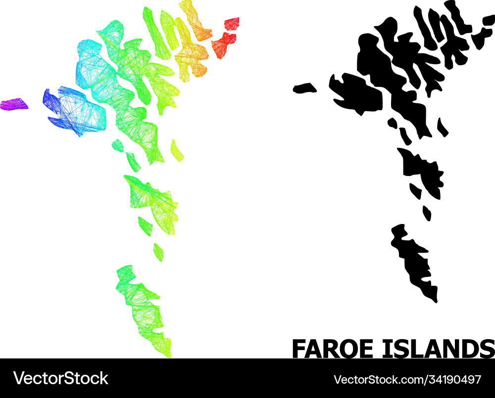 Net map faroe islands with spectrum gradient Net map faroe islands with spectrum gradient vector image