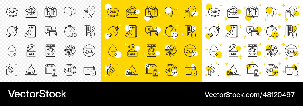 Outline web mail charging time and timer line Outline web mail charging time and timer line vector image