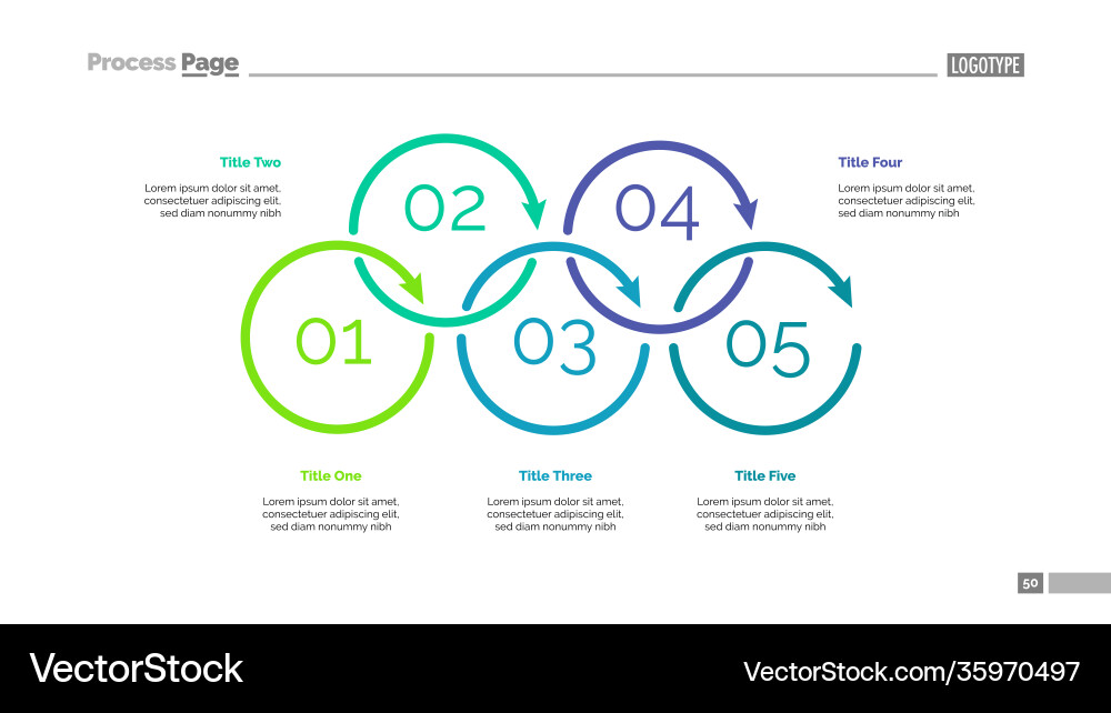 Process diagram with five elements slide vector image
