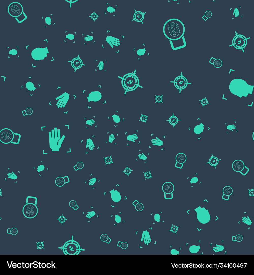 Set eye scan fingerprint with lock palm Set eye scan fingerprint with lock palm vector image