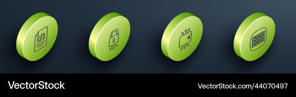 Set isometric line binary code cyber security Set isometric line binary code cyber security Vector Image