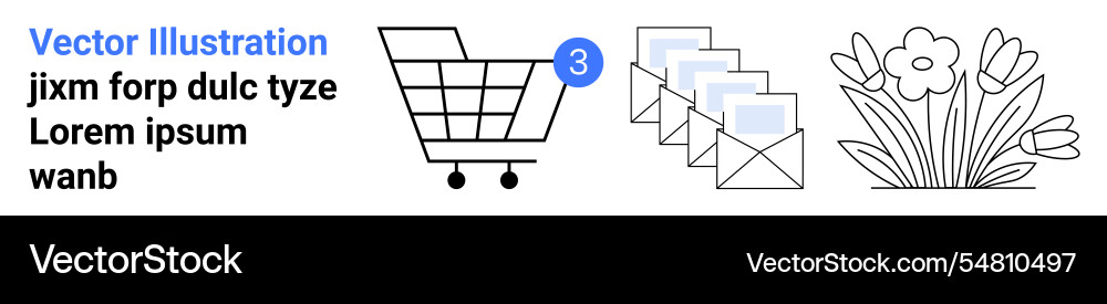 Shopping cart with notification stack of emails Shopping cart with notification stack of emails Vector Image