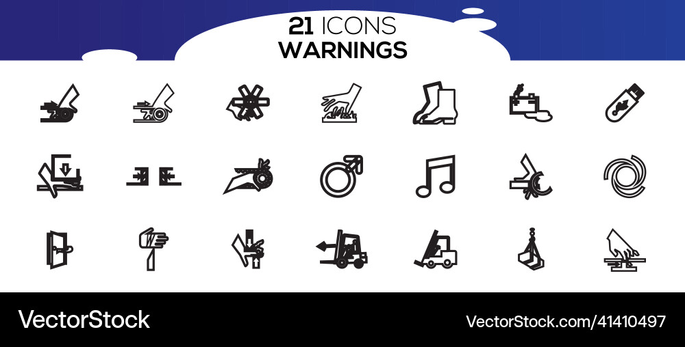 Simple set of warnings related line icons Vector Image