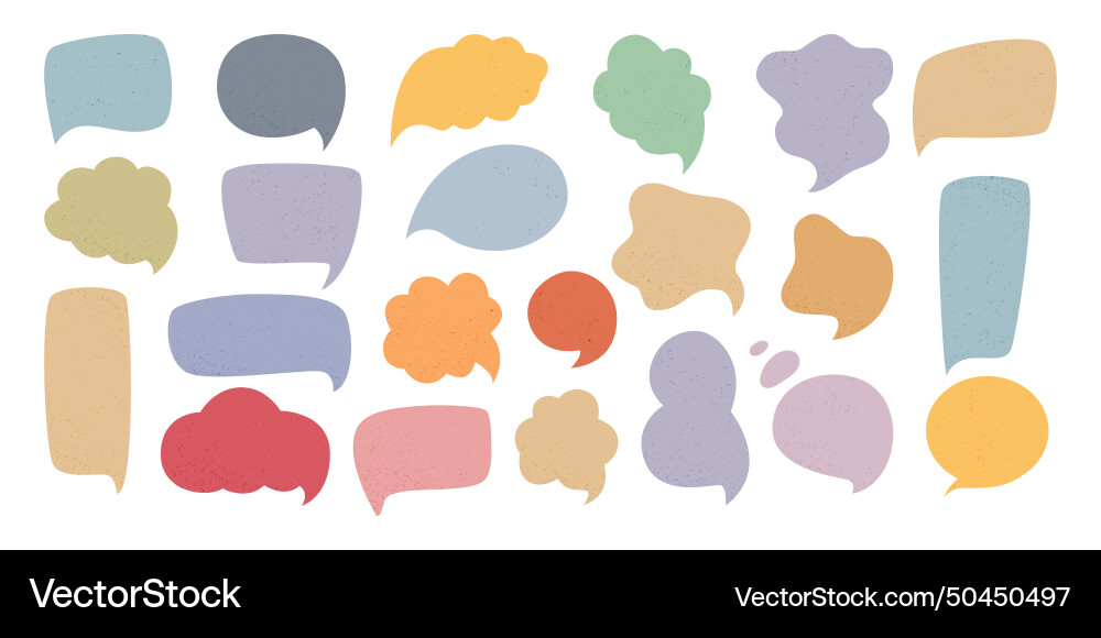 Speech bubbles with textured set of bubble vector image