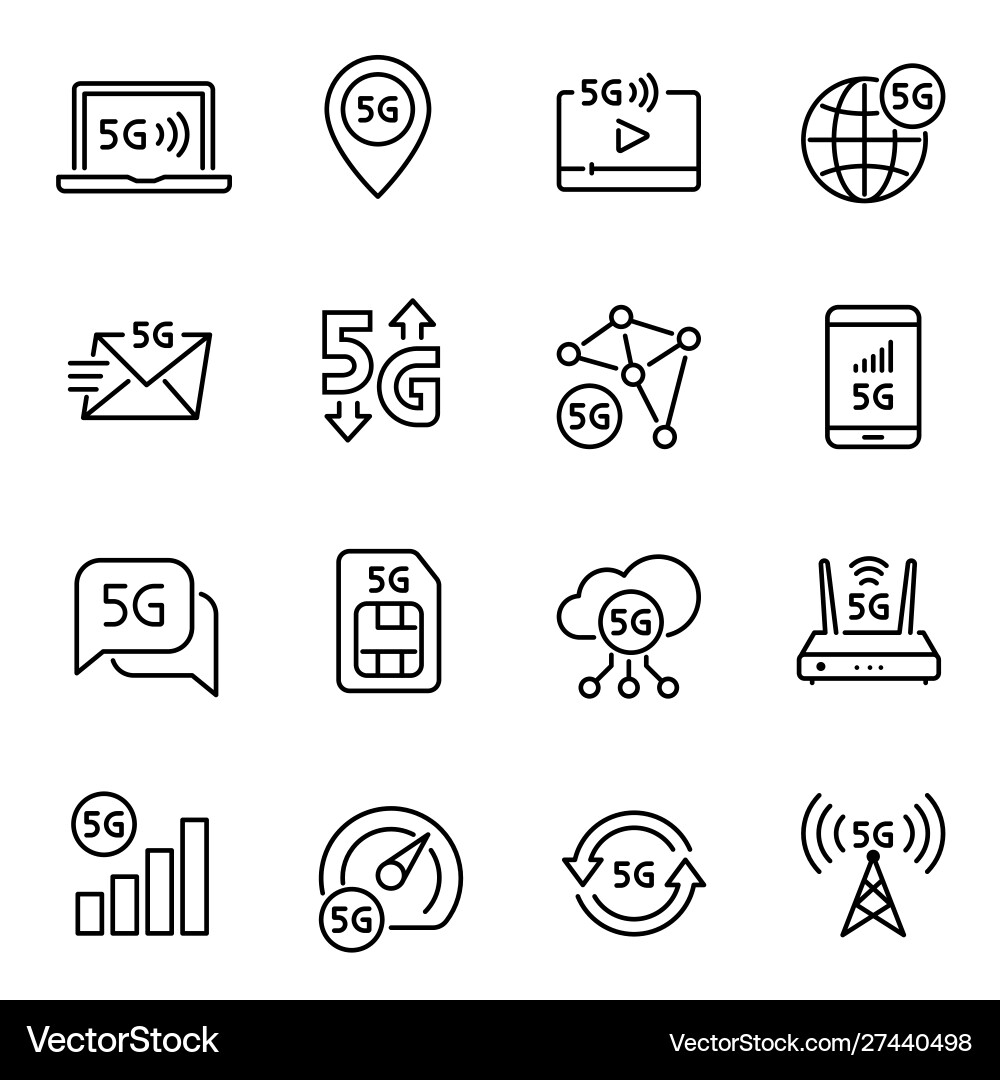 5G Network Connection Icons vector image