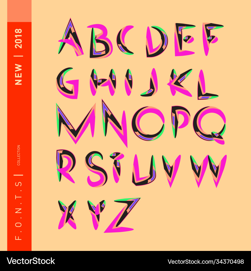 Abstract colorful font and alphabet vector image