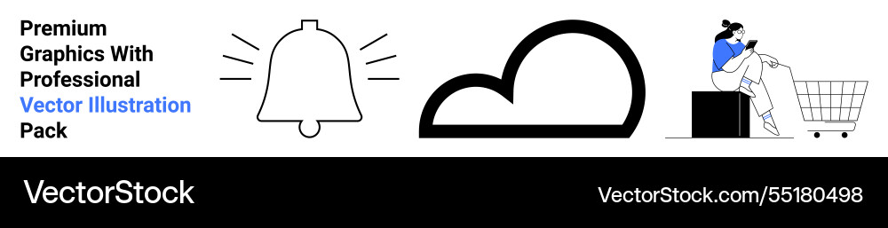 Bell notification cloud icon and online shopping Bell notification cloud icon and online shopping vector image