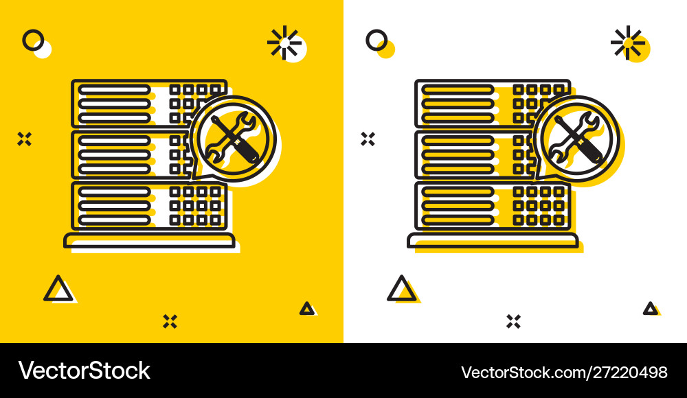 Black database server with screwdriver and wrench Vector Image