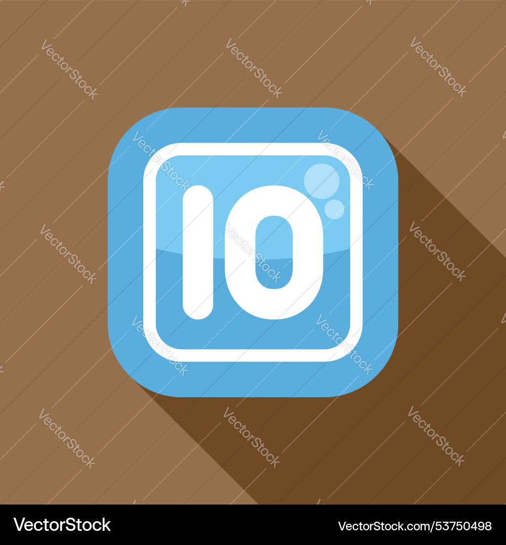 Blue rounded square icon showing number ten Blue rounded square icon showing number ten vector image