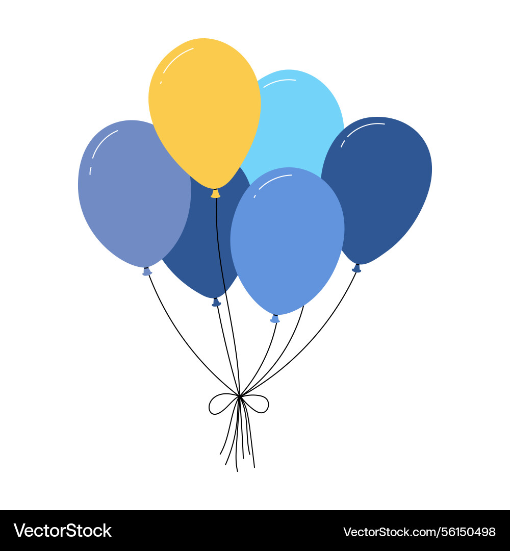 Bundle of balloons with strings simple doodle Bundle of balloons with strings simple doodle vector image