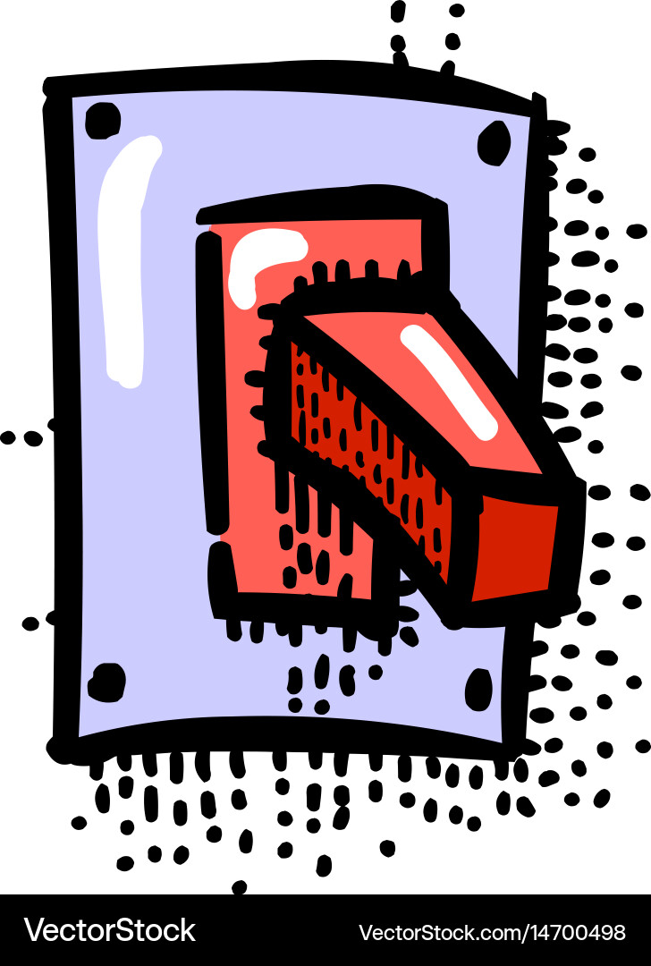 Cartoon image of shutdown icon on off button vector image