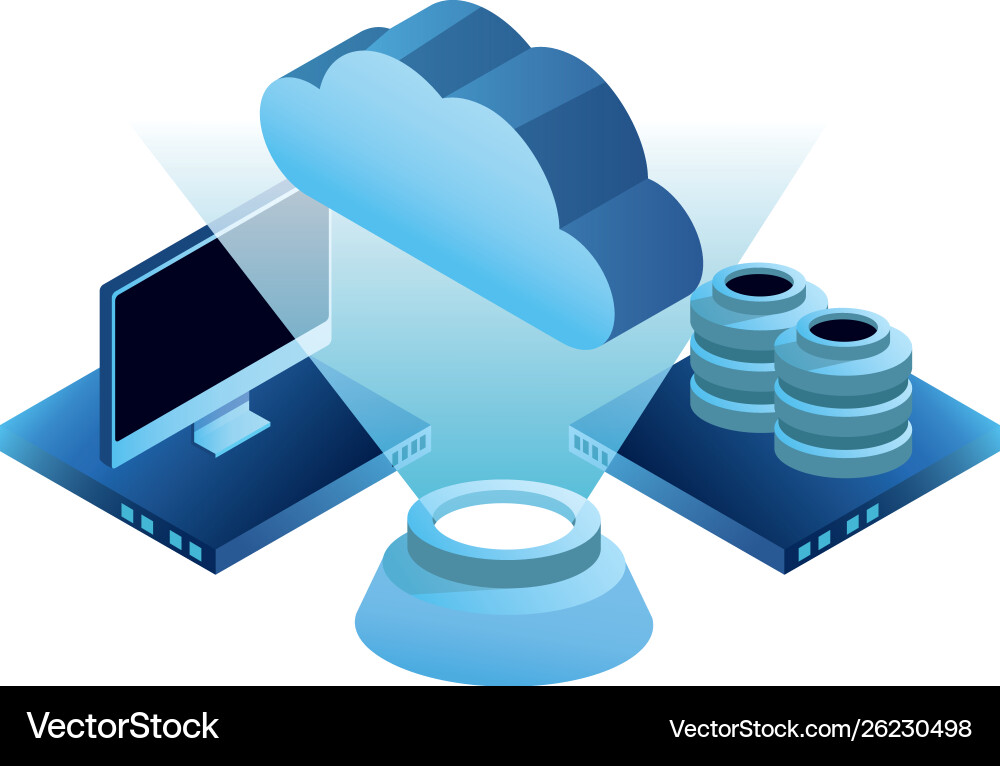 Cloud computing technology 3d symbol Cloud computing technology 3d symbol vector image