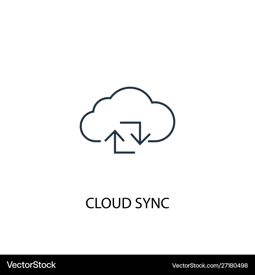 Cloud Sync Icon - Simple Line Art Vector Image