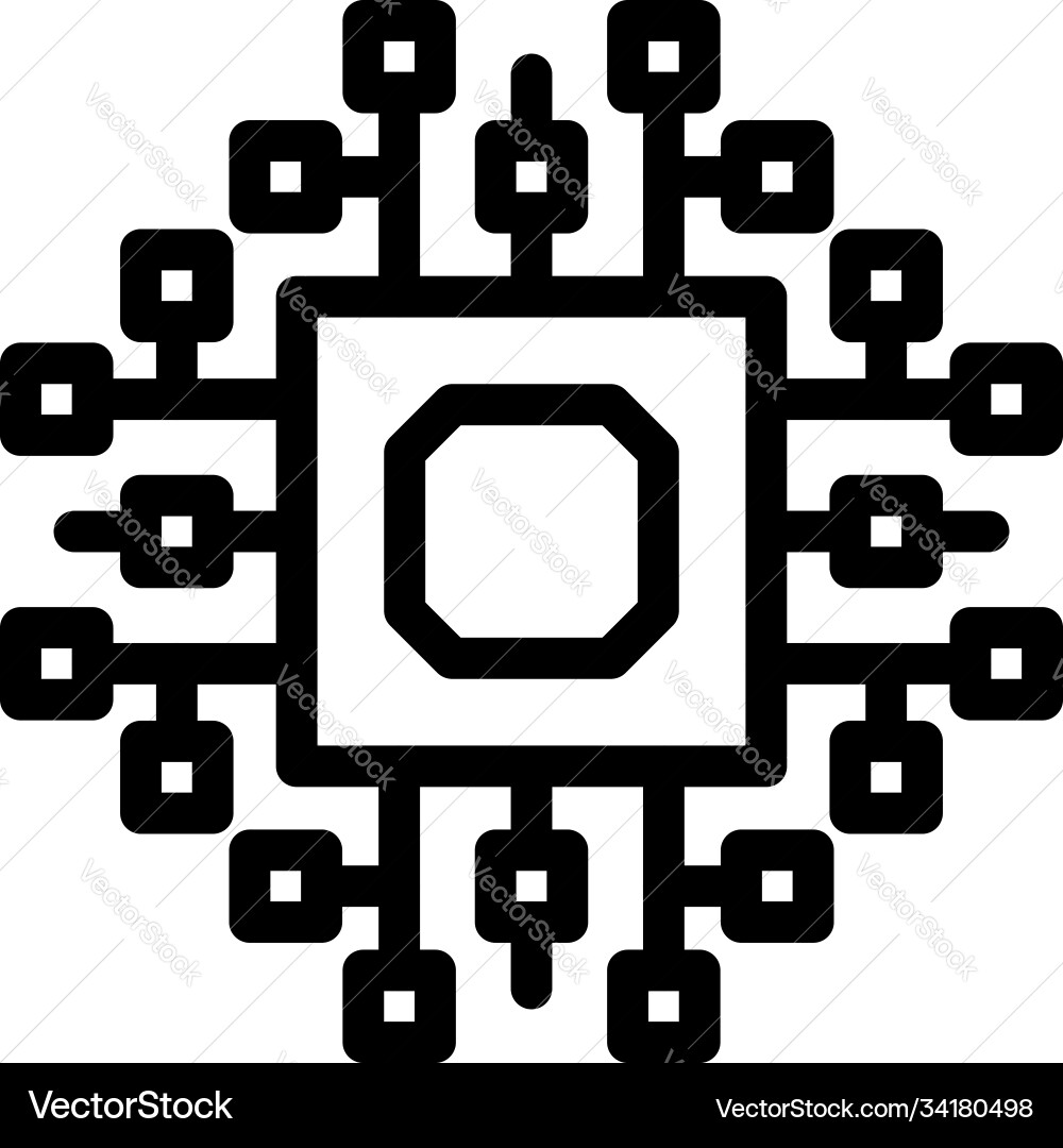 Computer cpu icon outline style Computer cpu icon outline style Vector Image