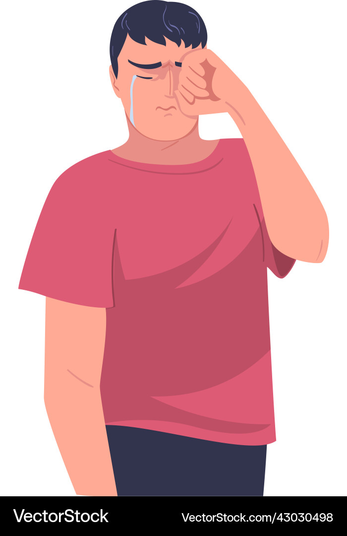 Crying man character weeping and sobbing from vector image