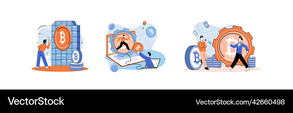 Cryptocurrency bitcoin mining metaphor blockchain Cryptocurrency bitcoin mining metaphor blockchain Vector Image